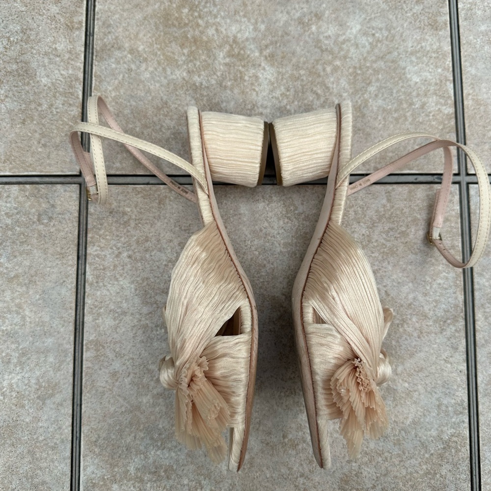 Loeffler Randall Metallic PEARL Knotted Bow Ankle-Strap Block Heel Sandal - Picture 11 of 15